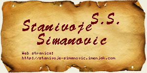 Stanivoje Simanović vizit kartica